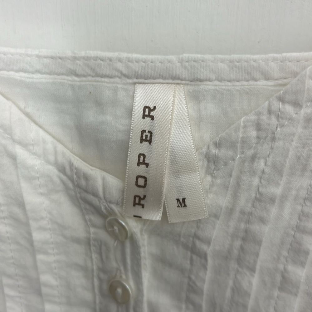 8. Roper white cotton spaghetti strap dress Sz M side zipper, adjustable straps - Picture 4 of 10